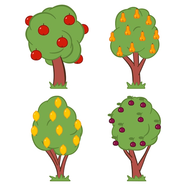 Premium Vector Fruit Tree Vector Cartoon Illustration Isolated On A White Background