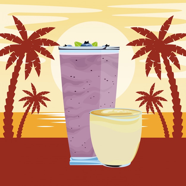 Free Vector | Fruit tropical smoothie drink cartoon