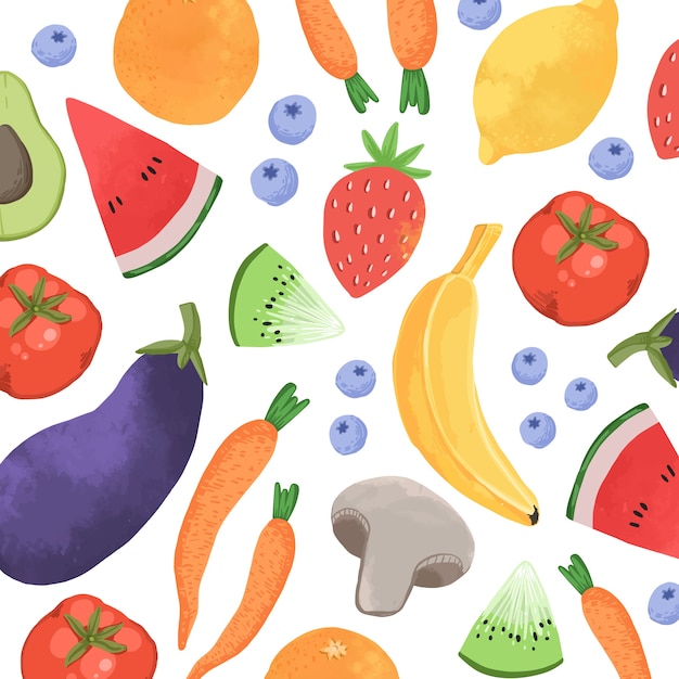 Free Vector | Fruit and vegetables background design