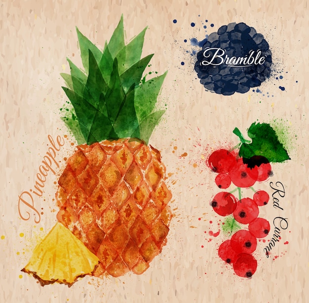Download Fruit watercolor pineapple | Premium Vector