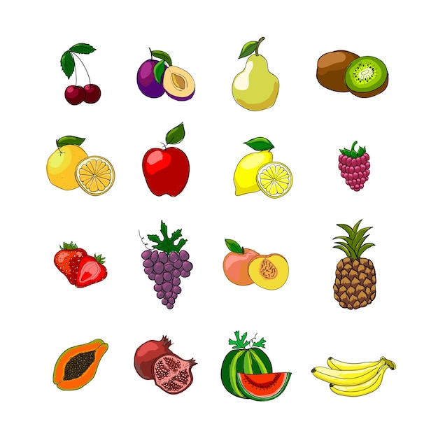 Fruits icons set Vector | Free Download