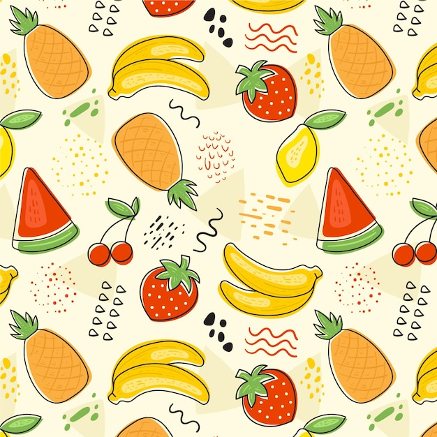 Fruits pattern colorful set theme | Free Vector