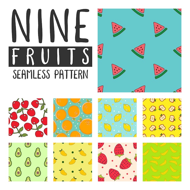 Fruits seamless pattern illustration on pack vector Premium Vector
