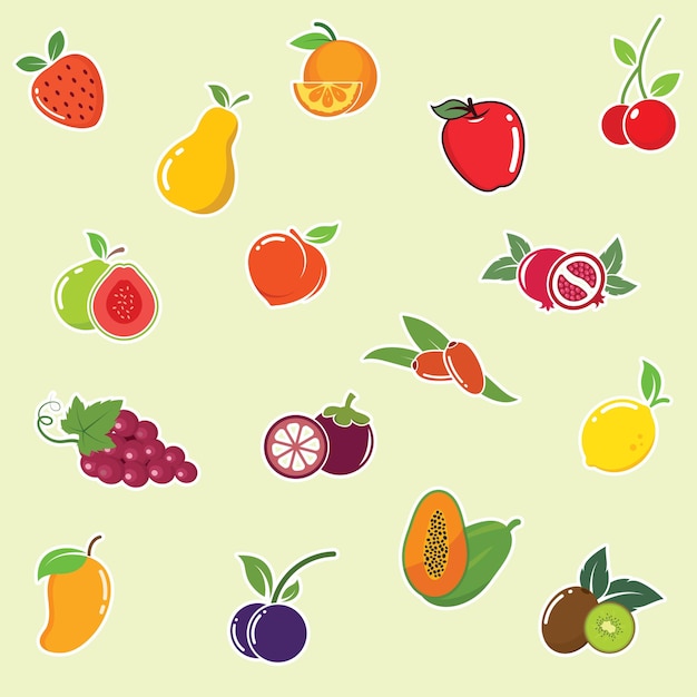 Premium Vector | Fruits Set Vector Illustration Design Template