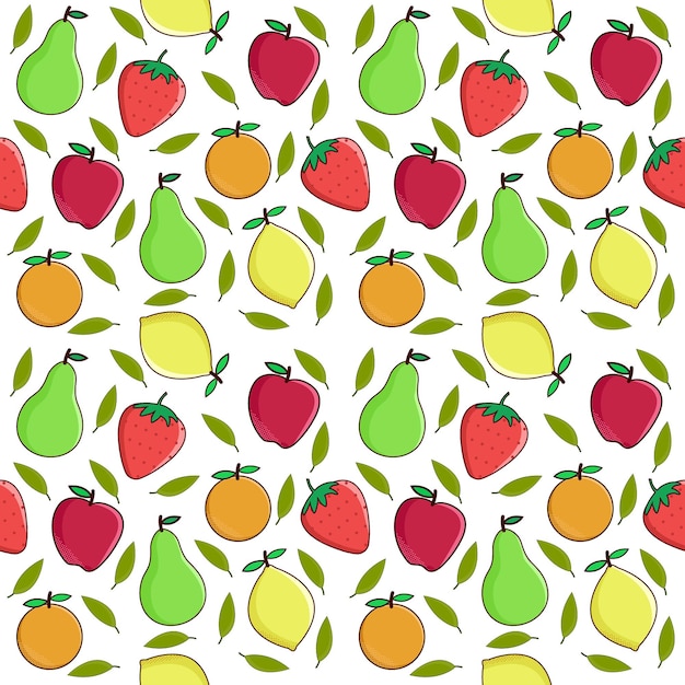 果物のベクトルの背景 果物のシームレスなパターン プレミアムベクター