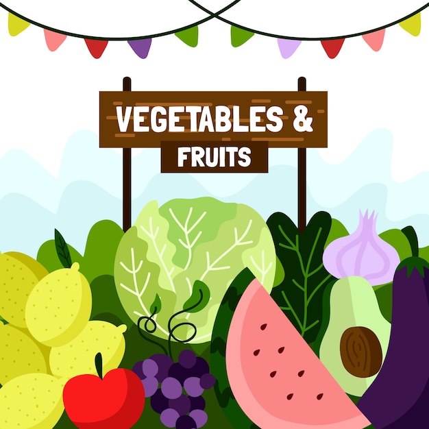 Free Vector | Fruits and vegetables background
