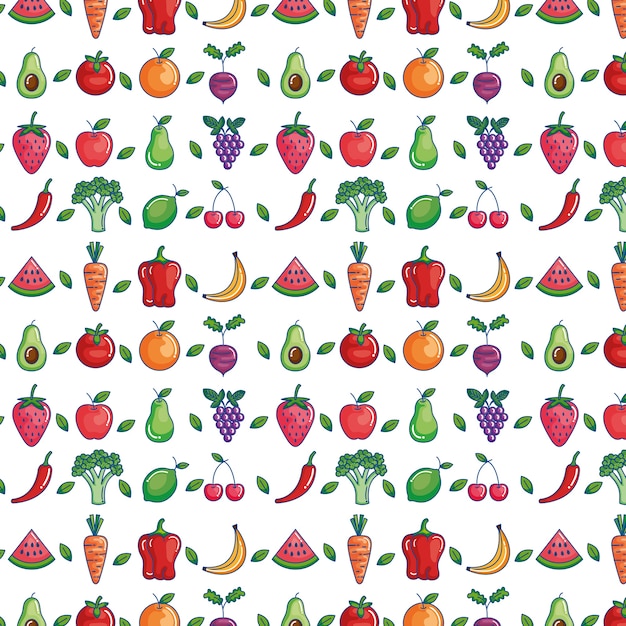 Fruits and vegetables set icons | Premium Vector