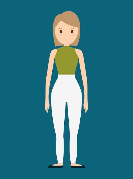 Download Full body young woman over colored background icon image | Premium Vector