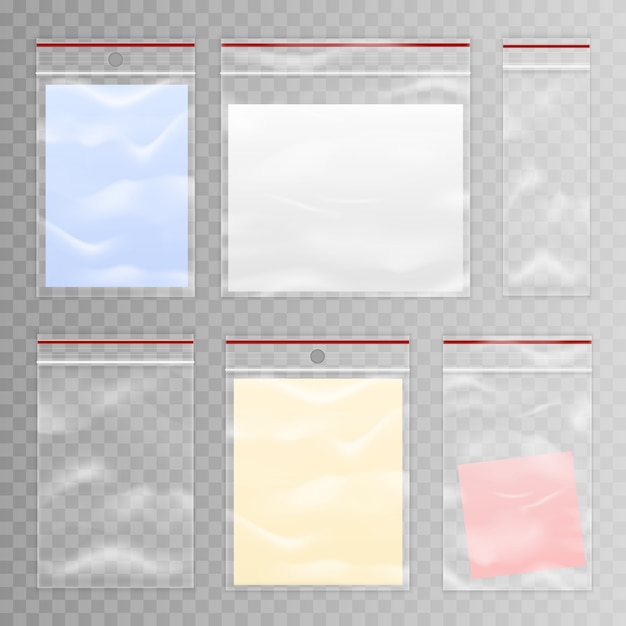 Download Free Vector Full And Empty Transparent Plastic Bag Set