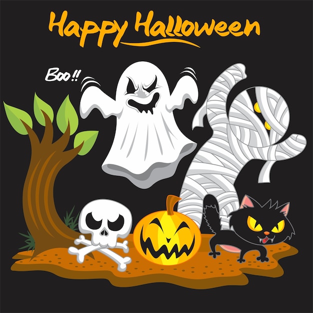 Download Full pack of halloween cute characters | Premium Vector