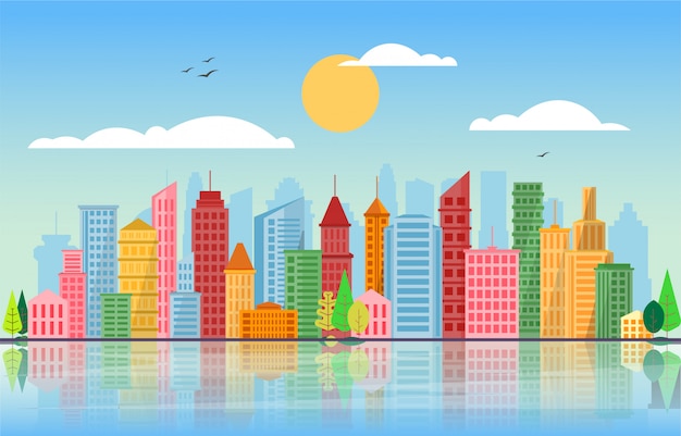 Premium Vector | Fullcolor cityscape