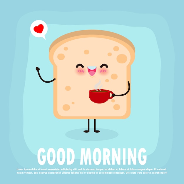 Premium Vector | Fun breakfast, good morning funny food, cute toast and ...