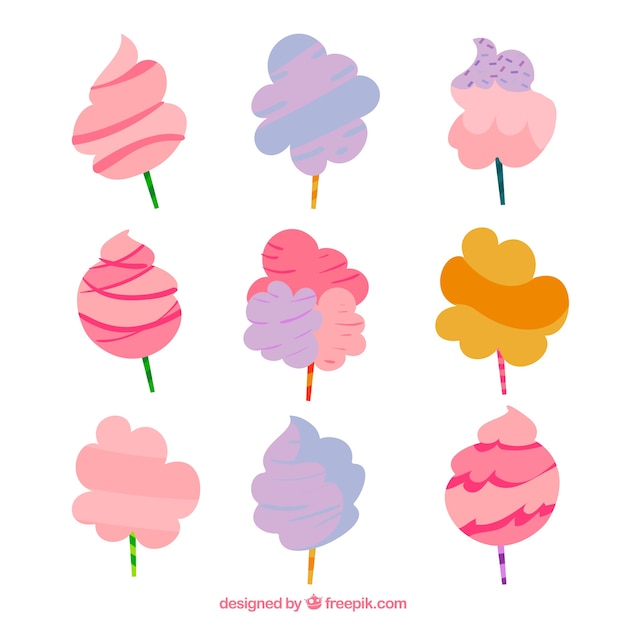 Free Vector | Fun collection of cotton candy with flat design