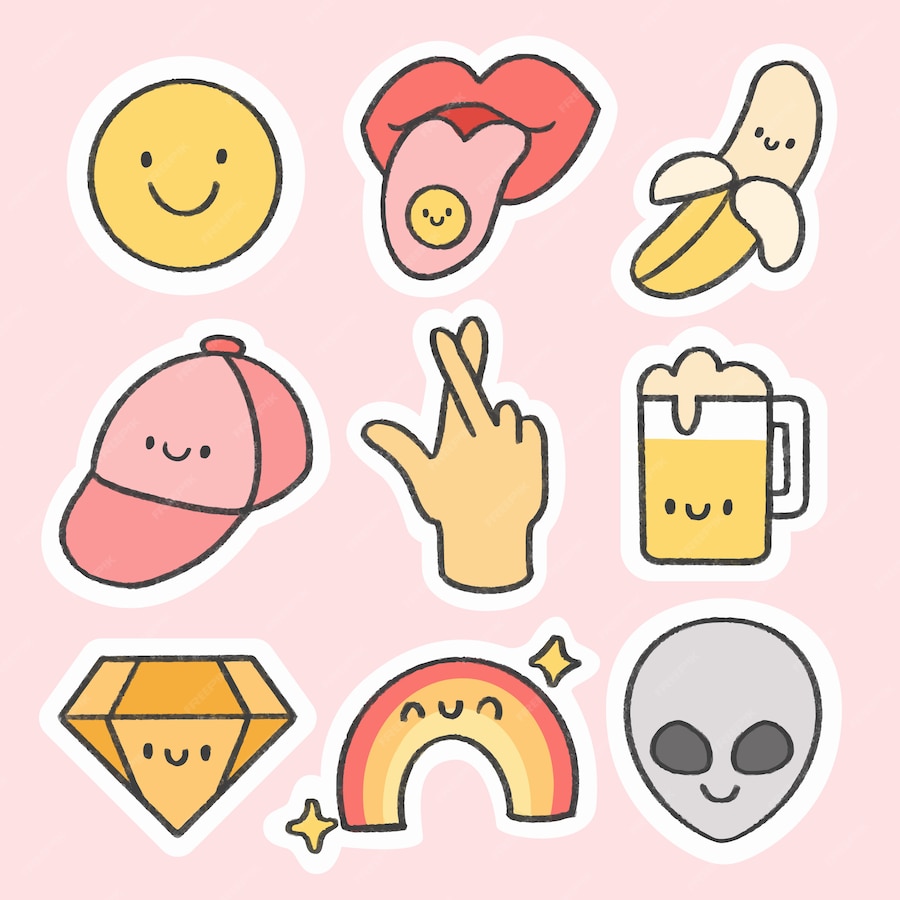 Premium Vector | Fun and cool sticker hand drawn cartoon collection