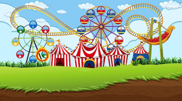 Fun fair background scene Vector | Free Download