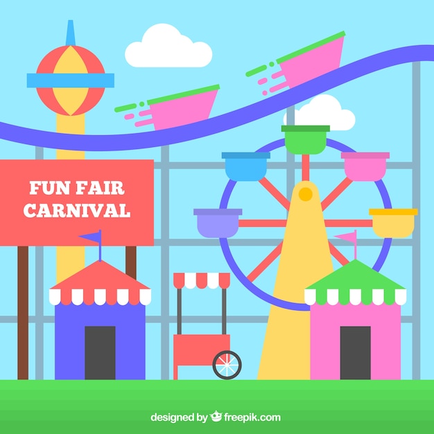 Fun fair carnival in colorful style Vector | Free Download
