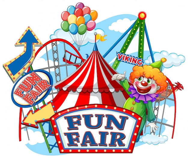 Free Vector | Fun fair sign and circus rides in