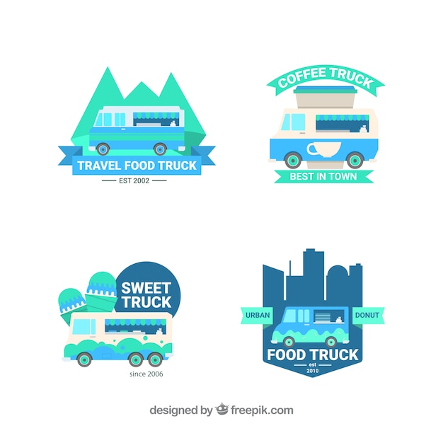 Download Free Fun Food Truck Logos With Flat Design Free Vector Use our free logo maker to create a logo and build your brand. Put your logo on business cards, promotional products, or your website for brand visibility.