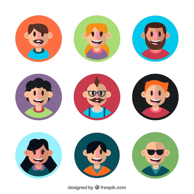 Download Fun pack of happy avatars | Free Vector