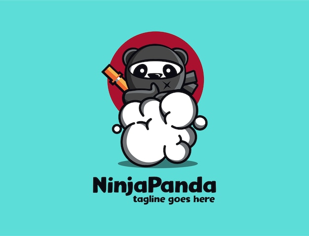 Premium Vector | Fun playful ninja panda mascot cartoon logo