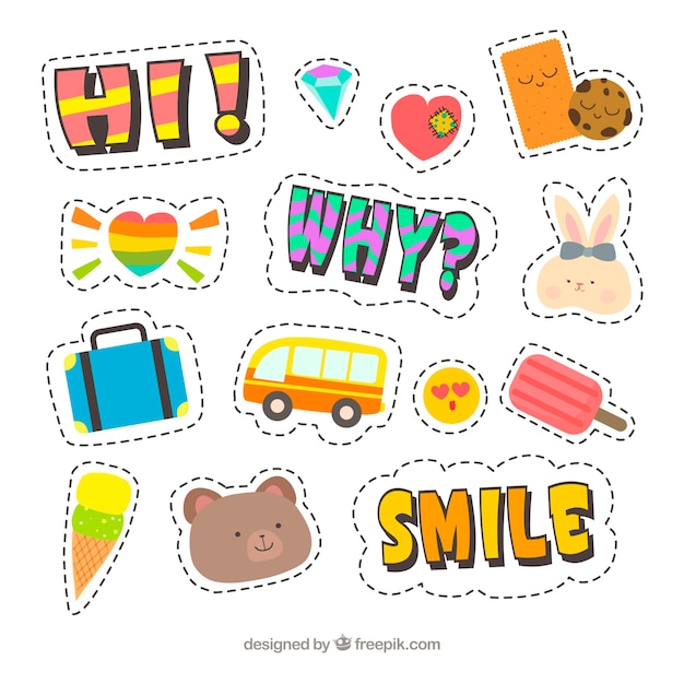Free Vector | Fun set of lovely stickers