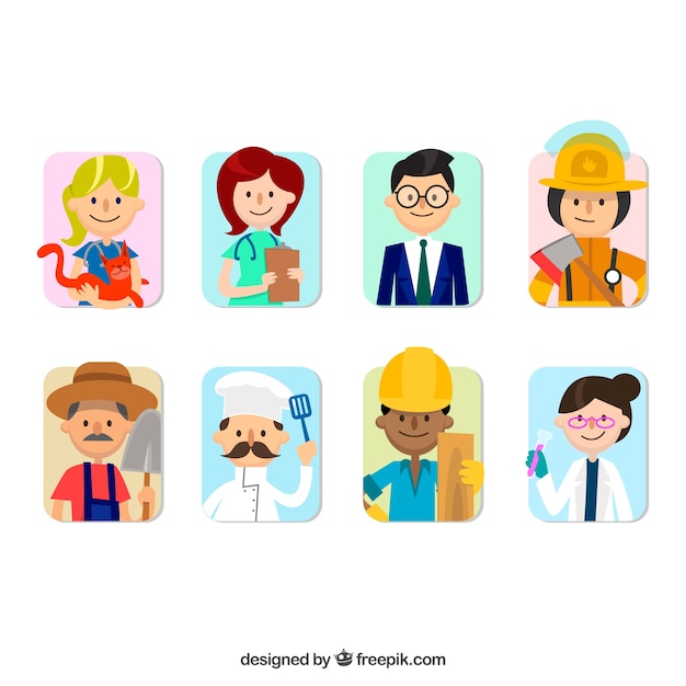 Free Vector | Fun variety of jobs avatars