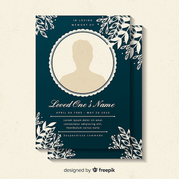 Funeral card template Free Vector