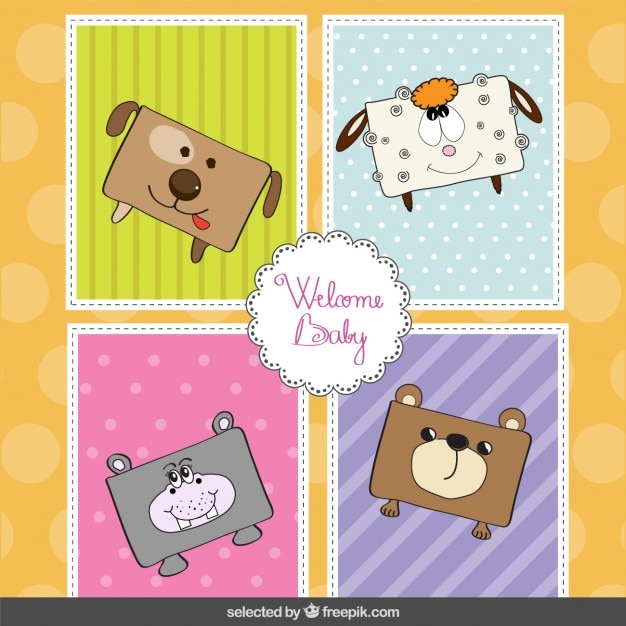 Funny animals baby shower card