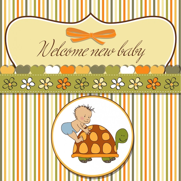 Download Funny baby boy announcement card Vector | Premium Download