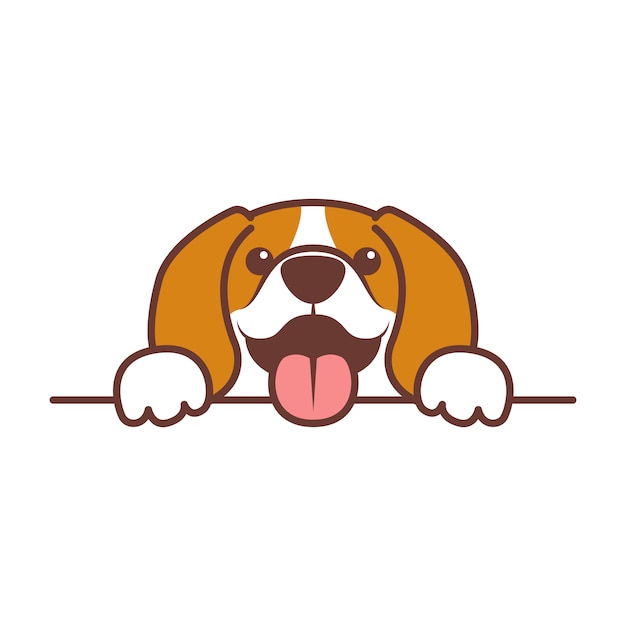 Funny beagle puppy face cartoon | Premium Vector