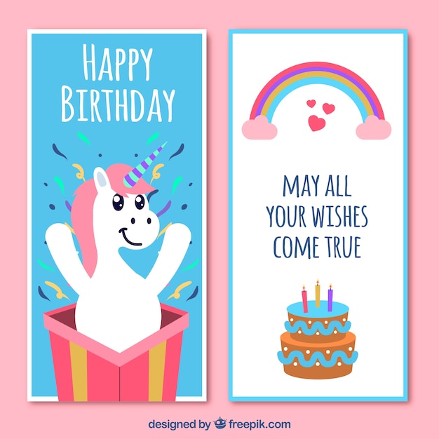 Invito Di Compleanno Divertente Con Unicorno Vettore Gratis