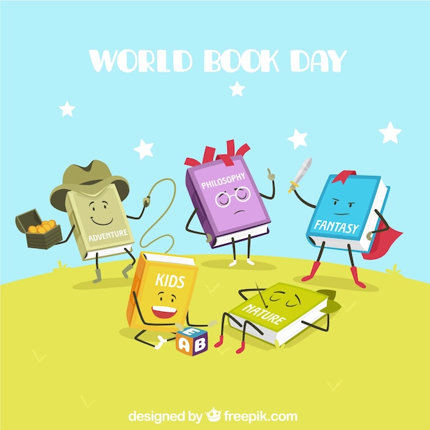 Funny books cartoon background - Stock Image - Everypixel
