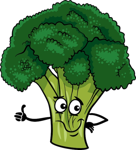 面白いブロッコリー野菜漫画のイラスト プレミアムベクター