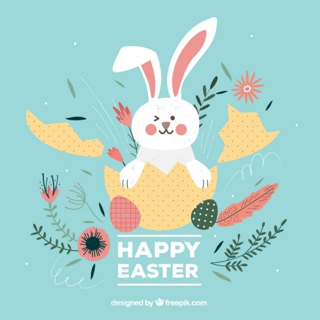 Funny Bunny With Easter Egg Vector 