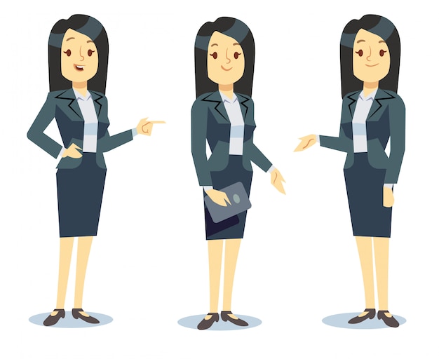 Premium Vector | Funny businesswoman cartoon character in different ...