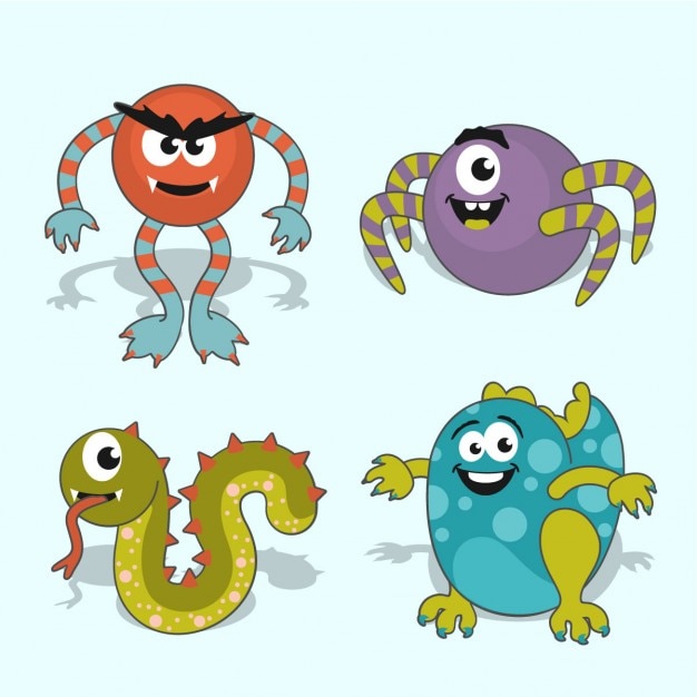 Funny cartoon monsters collection Vector | Free Download