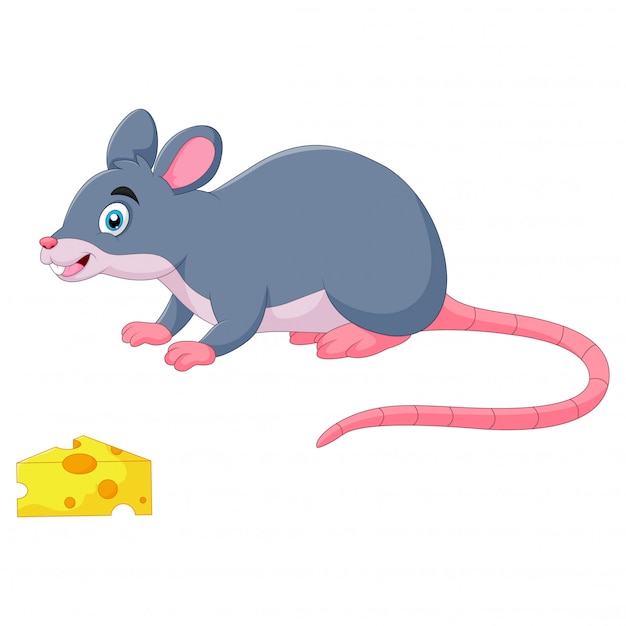 面白い漫画のマウスは チーズを嗅ぐ プレミアムベクター