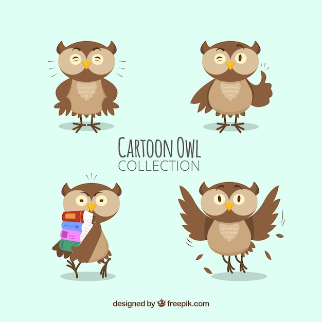 Funny cartoon owl pack