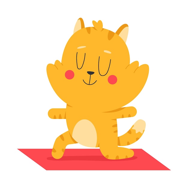 Premium Vector | Funny cat doing fitness exercise vector cartoon ...