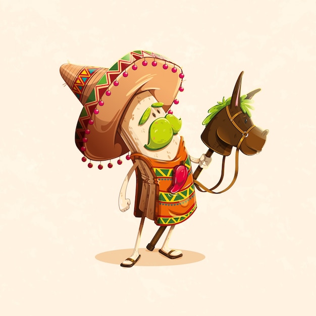 Premium Vector | Funny character the burrito