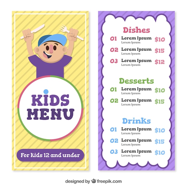 Funny children's menu Vector | Free Download