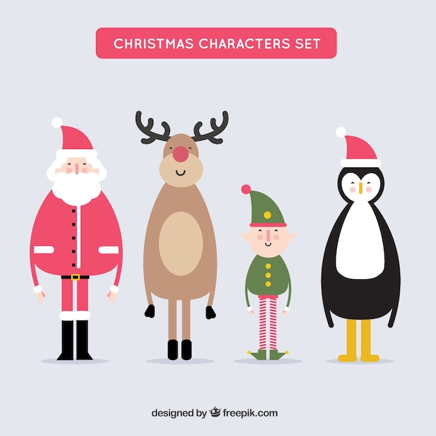 Funny christmas characters set Vector | Free Download