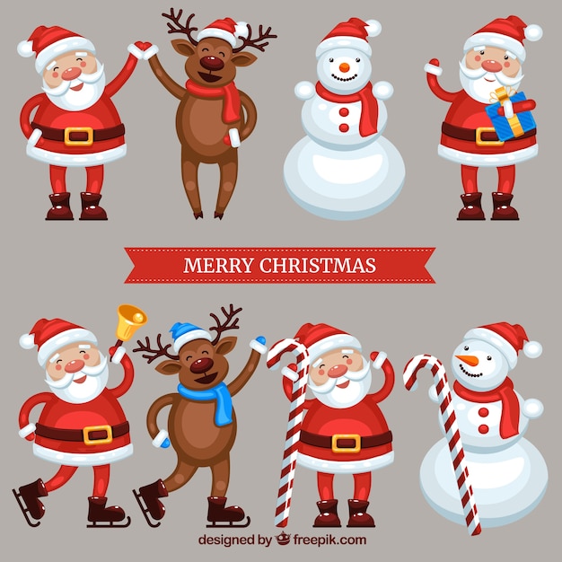 Download Funny christmas characters Vector | Free Download