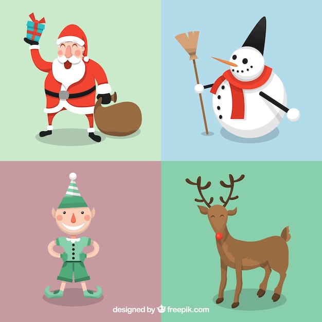 Download Funny christmas characters Vector | Free Download