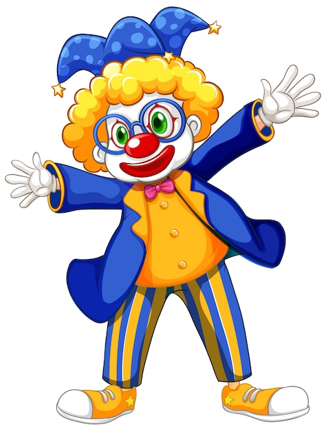 Free Vector | Funny clown wearing blue jacket and glasses