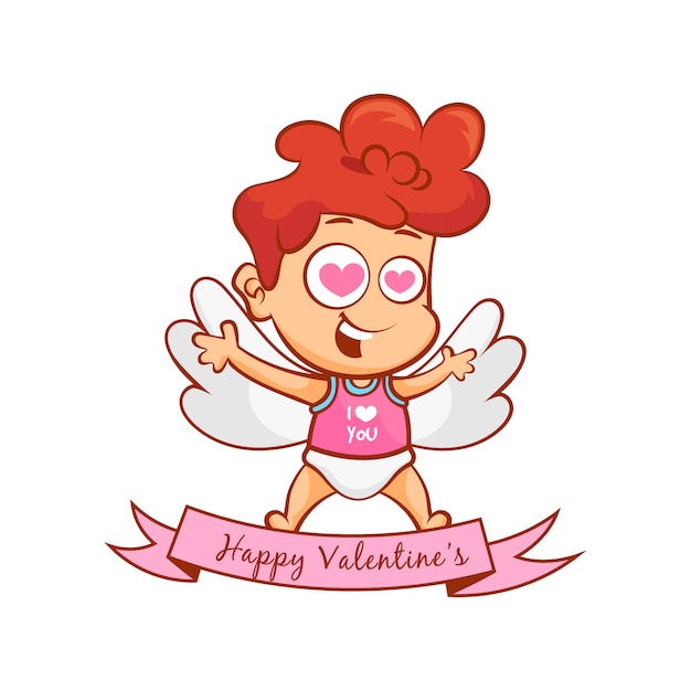 Funny Cupid Happy Valentines Day Premium Vector