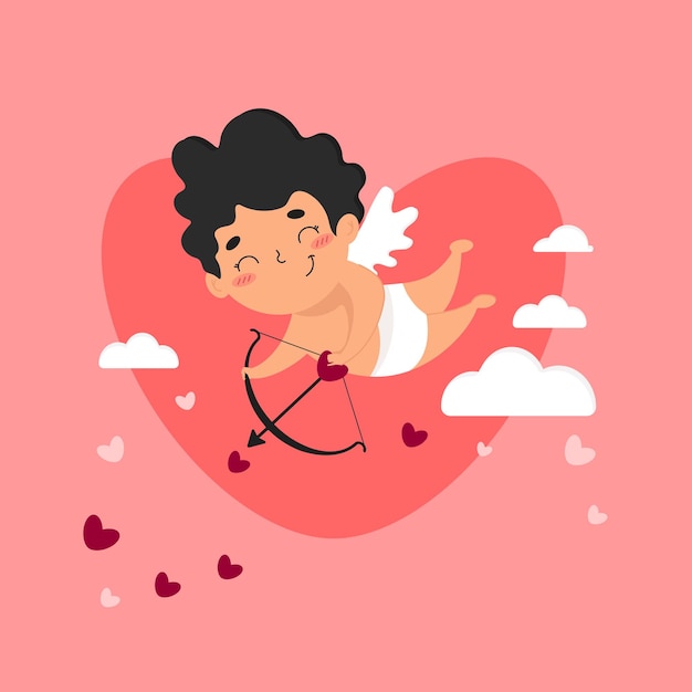 Premium Vector | Funny cupid with a bow