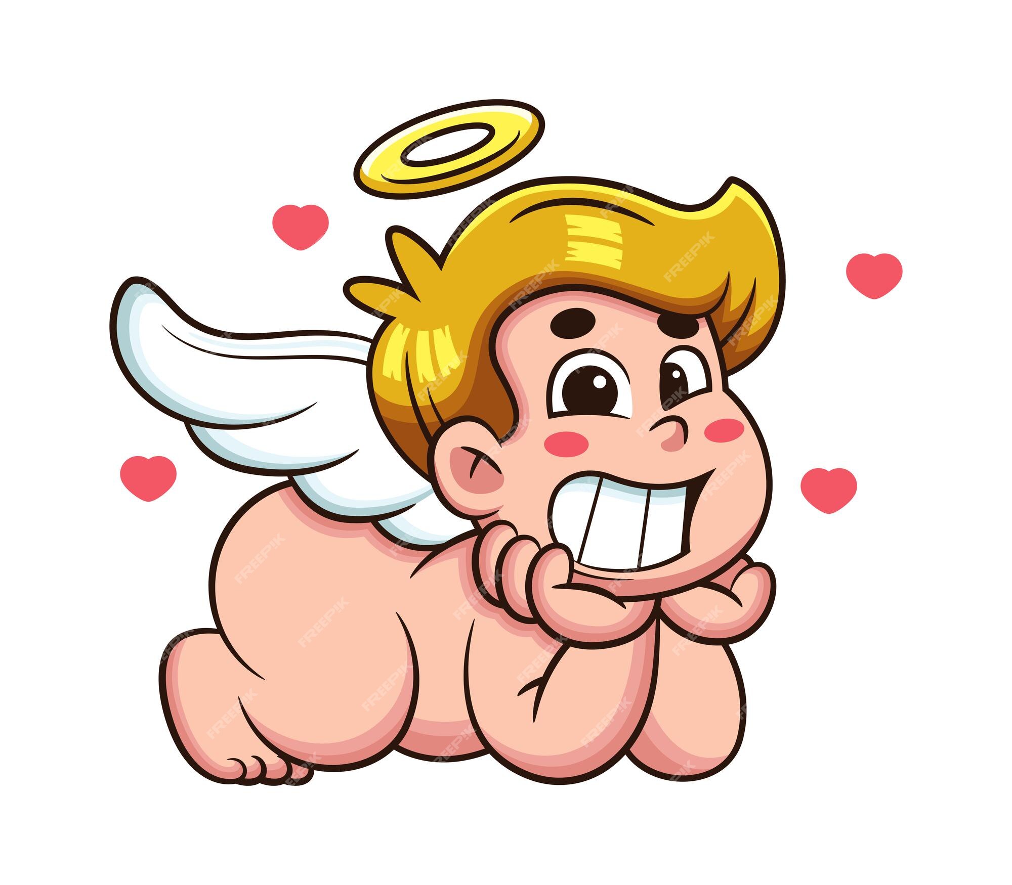 Premium Vector | Funny cupid with cute expression vector icon ...