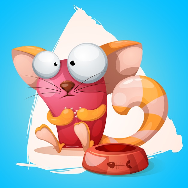 Premium Vector | Funny, cute, crazy cartoon characters cat