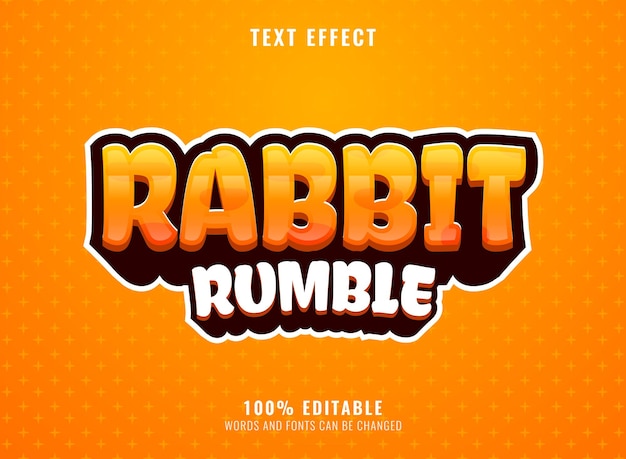 Premium Vector | Funny cute rabbit rumble 3d cartoon game logo title ...